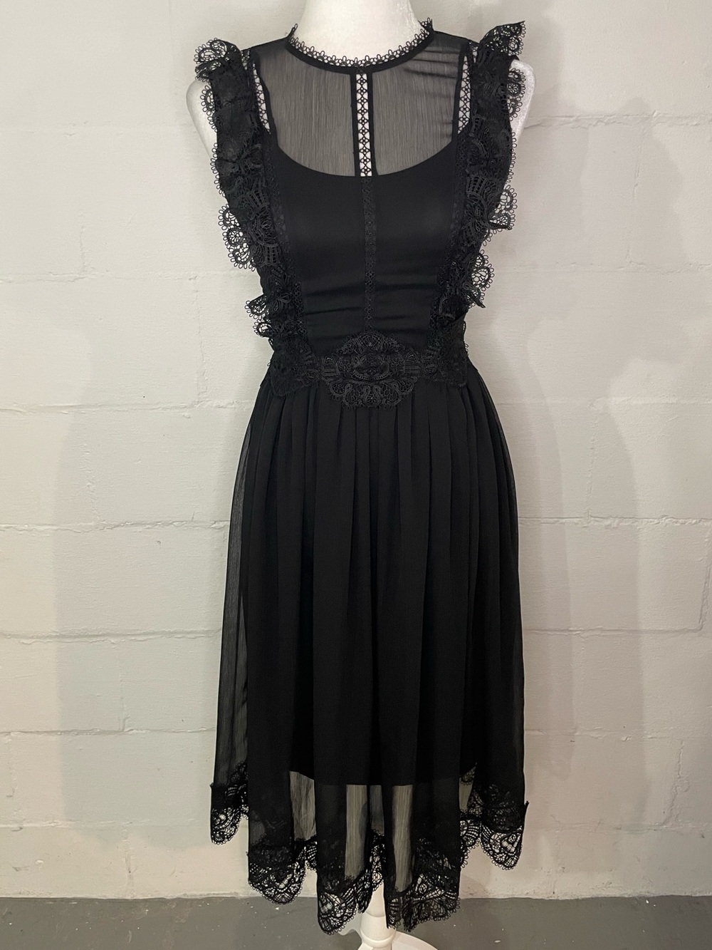 Ted Baker Black Lace-Detail Midi Dress